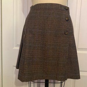 Vintage Wool Plaid Pleated Skirt